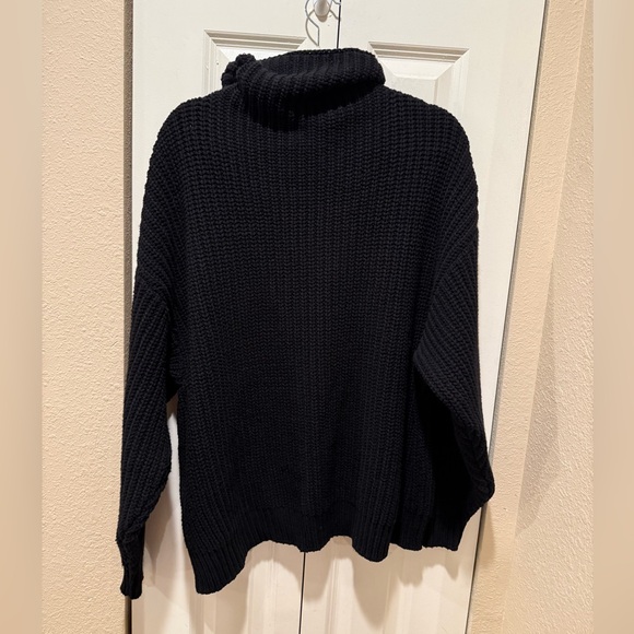 Free People Swim Too Deep Turtleneck Sweater Chunky Knit Black ,Small - Picture 10 of 14